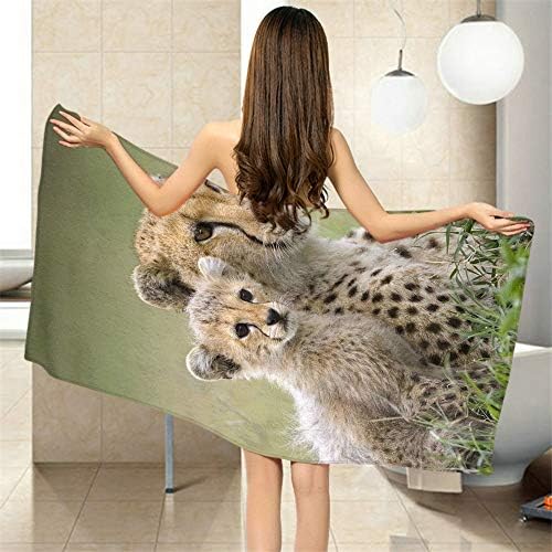 Moslion Soft Bath Towel Cheetah Pattern