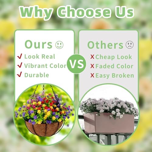 12 Bundles Artificial Flowers for Outdoor Decor