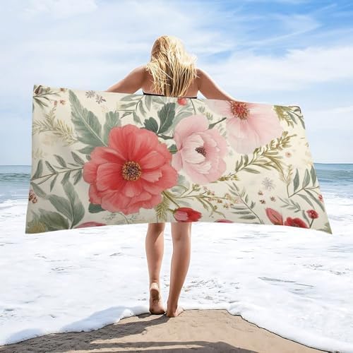 4SEE Oversize Floral Beach Towel for Travel and Pool