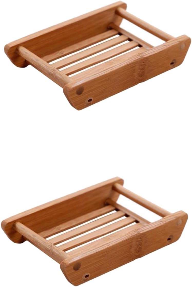 CONGARTENO 2pcs Wooden Soap Dish Creative Bathroom Holder