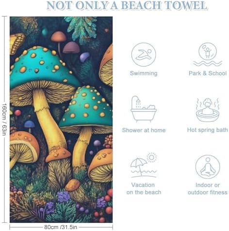 4SEE Oversize Trippy Mushroom Beach Towel