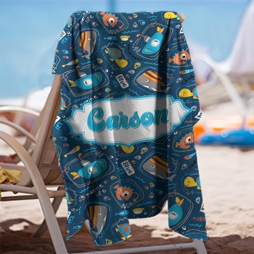 Personalized Name Submarine Beach Towel for Kids and Adults