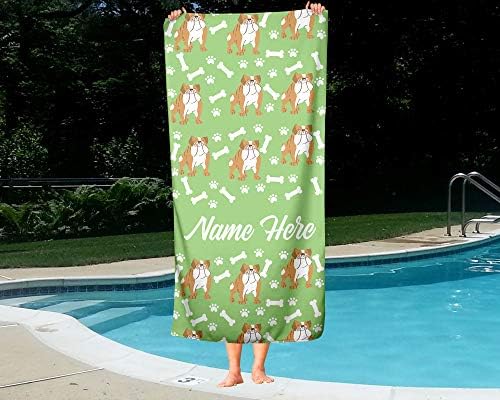 Personalized British Bulldog Beach Bath Towels for Adults Kids