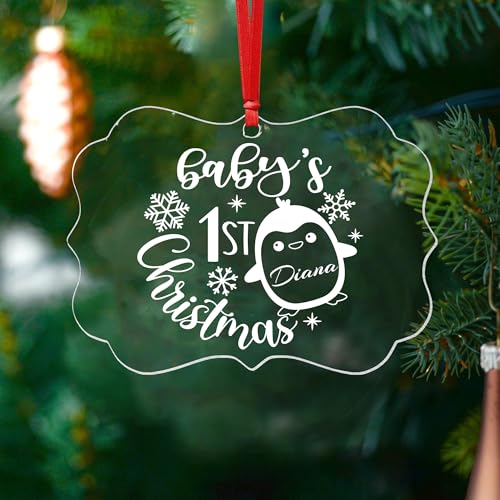Jasilon Personalized First Christmas Baby Ornament for Boy or Girl