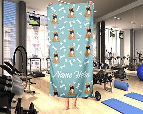 Personalized Brown Frenchie Beach and Bath Towels - Large Medium