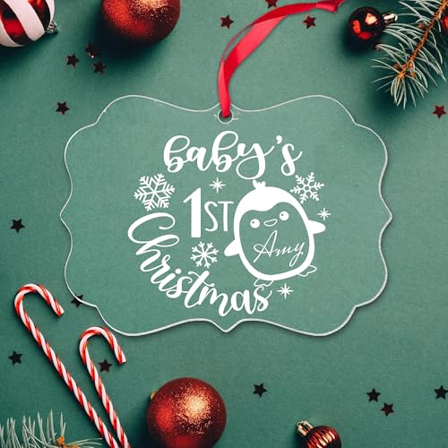 Jasilon Personalized First Christmas Baby Ornament for Boy or Girl