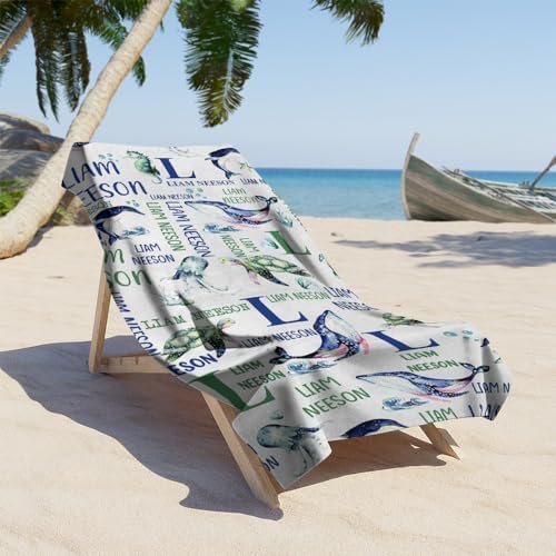 Custom Under The Sea Animal Beach Towel with Name