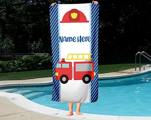 Personalized Corner Kids Beach Towel Police Firetruck Dumptruck Construction