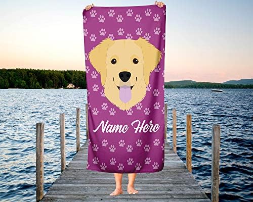 Personalized Golden Retriever Beach and Bath Towels