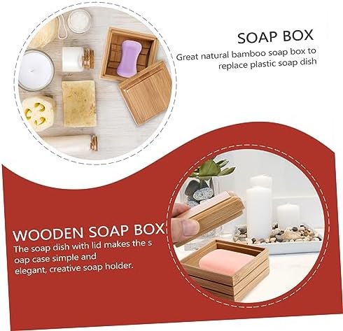 Mobestech Wooden Soap Dish with Lid for Bathroom