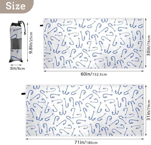 Gredecor Oversized Beach Towel 71x31 Blue 1