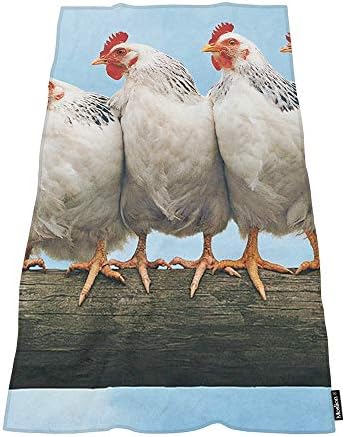 Moslion Farm Animals Bath Towel Set - Chickens Rooster Hens 64x32 Inches