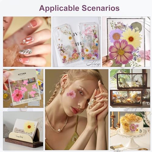 Eshow 104Pcs Dried Pressed Flowers for Resin Crafts