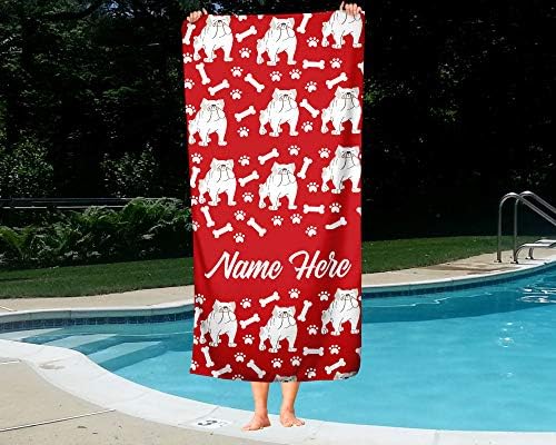 Personalized British Bulldog Beach and Bath Towels - Large and Medium 1