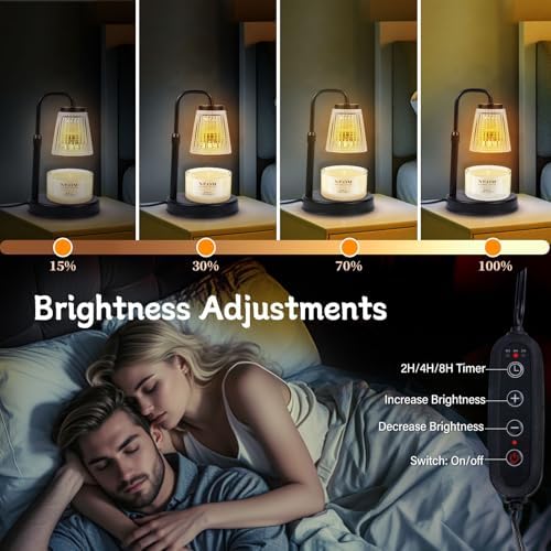 Pasengy Adjustable Dimmable Candle Warmer Lamp with Timer 2 Bulbs Black