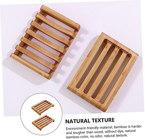 HAKIDZEL Bamboo Soap Holder Set of 2 for Bathroom