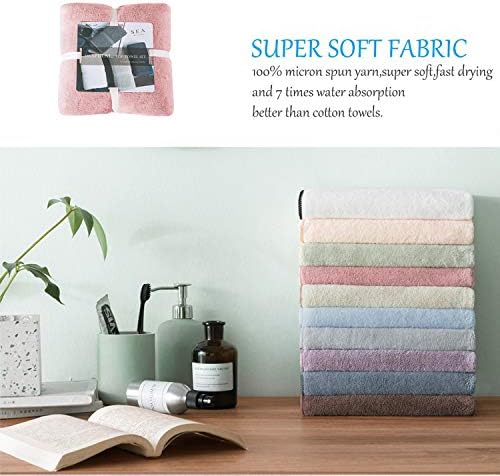 Xinrjojo 4-Piece Quick-Dry Absorbent Towels - Light Pink