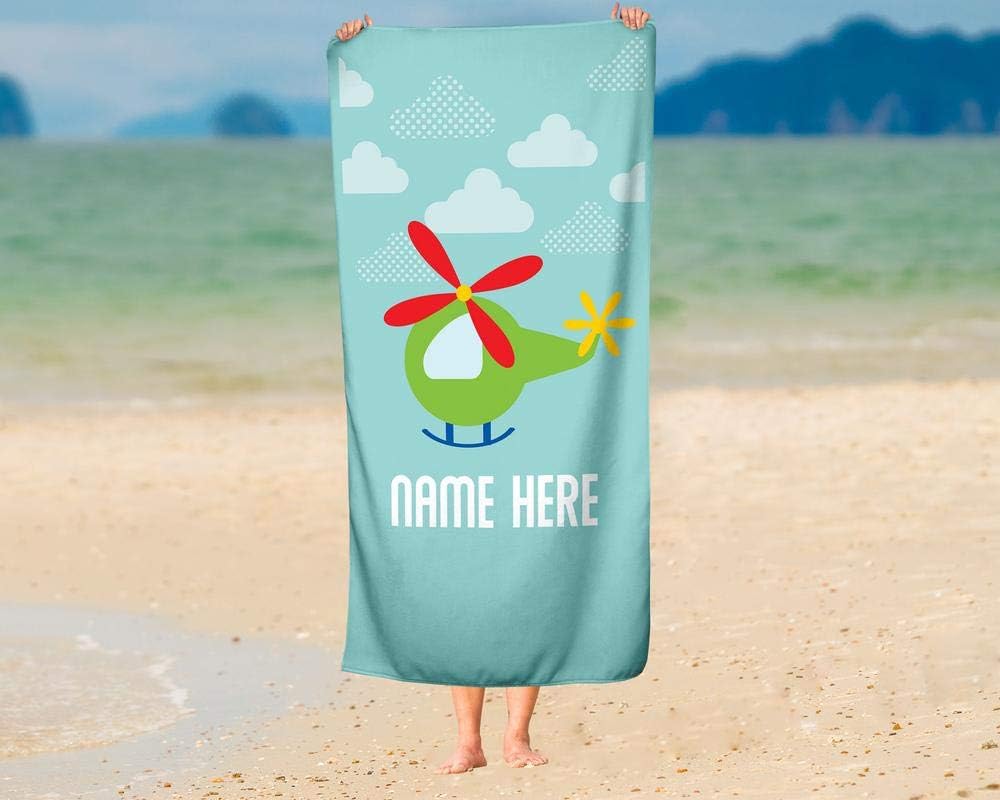 Personalized Corner Extra Large Green Helicopter Towel