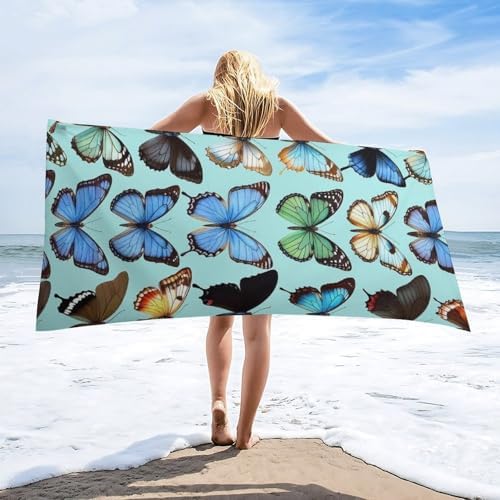 4SEE Plus Size Beach Towel - Gothic Black Butterflies Design