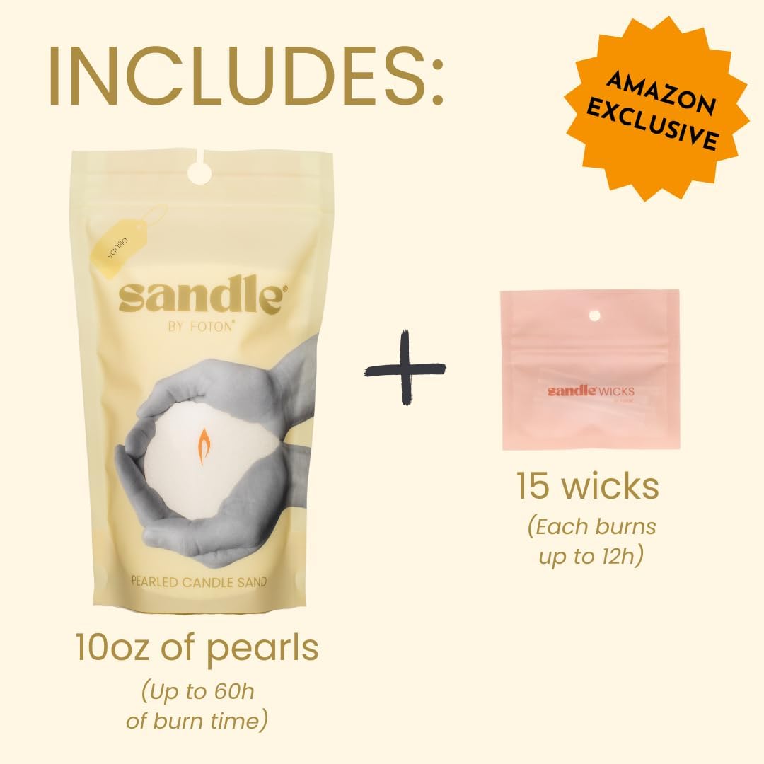 Foton Sandle Pearled Candle 10 Oz 15 Wicks Non Toxic 60 Hour Burn