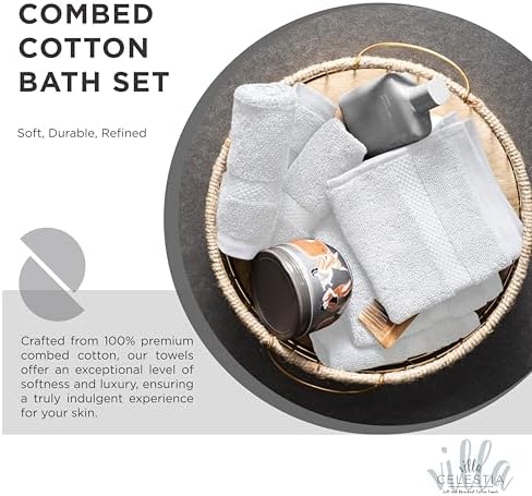 Villa Celestia 100 Cotton 12-Piece Bath Towel Set - White