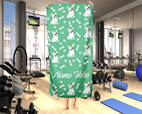 Personalized Spotted French Bulldog Beach Towel - Large Medium