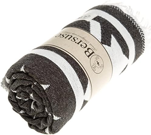 Bersuse Turkish Towel Set of 3 - 39x71 Inches Black