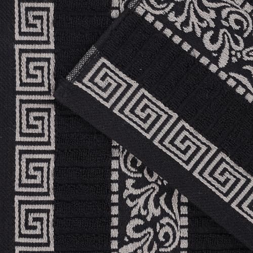 Superior 4-Piece Bath Towel Set with Greek Key Border