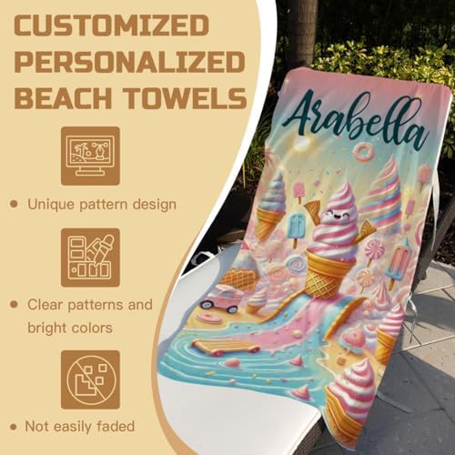 Custom Kids Beach Towel with Name Monogram
