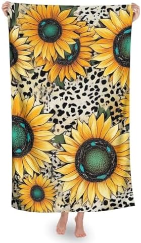 4SEE Super Absorbent Soft Pool Bath Towels with Sunflower Leopard Print