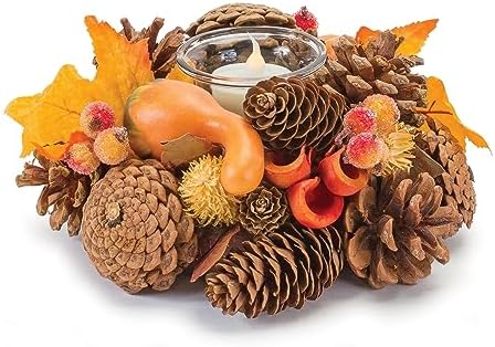 Melrose International Mixed Pinecone Berry Votive Holder Set of 6