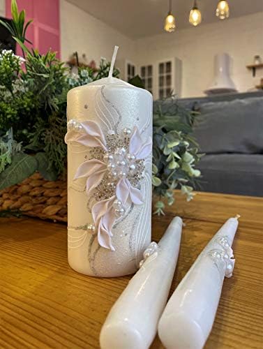Magik Life Unity Candle Set - White 6 Pillar 2 Taper Candles