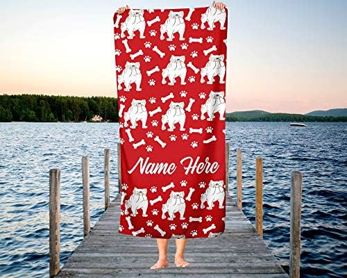 Personalized British Bulldog Beach and Bath Towels - Large and Medium 1