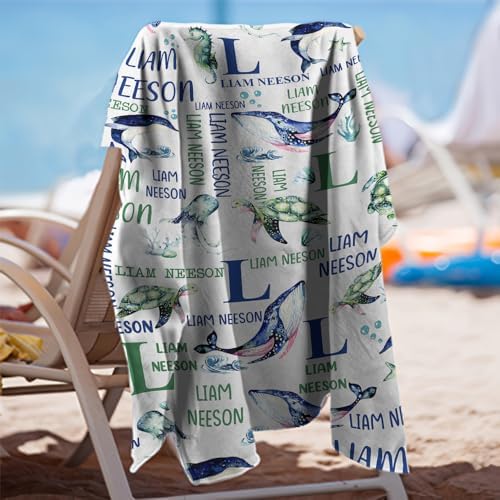 Custom Under The Sea Animal Beach Towel with Name