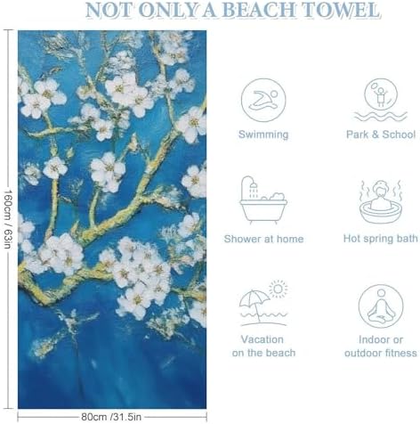 4SEE Extra Large Beautiful Apricot Flower Bath Towel