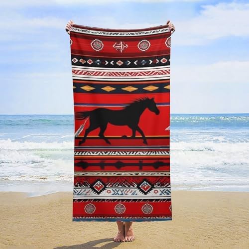 4SEE Extra Large Beach Towel with Horse Dreamcatcher Design