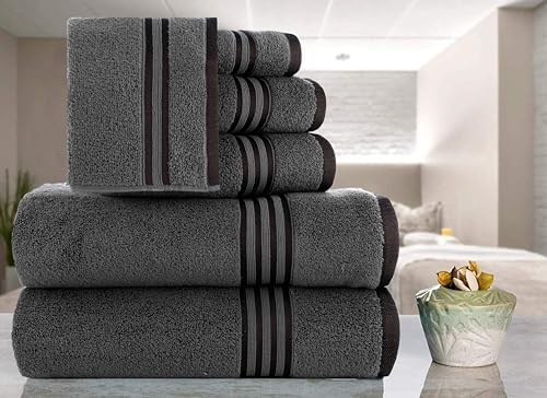 CASA COPENHAGEN Zero Twist Towel Set 6 Pieces Pine Grey