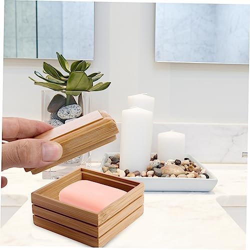 FONDOTIN Bath Shower Soap Box Wooden Holder