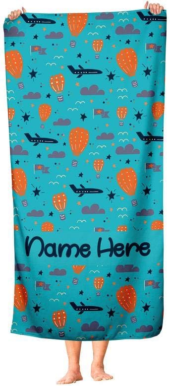 Extra Large Personalized Hot Air Balloon Towel for Kids