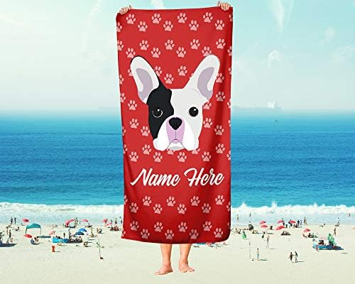 Personalized French Bulldog Beach and Bath Towels