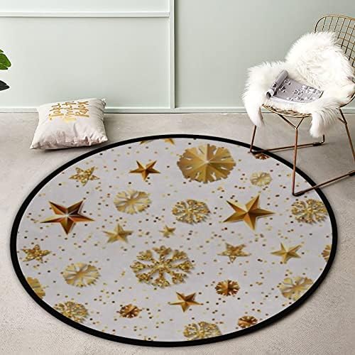 Vantaso 4ft Round Christmas Rug for Kids Playrooms and Living Rooms