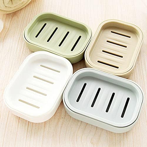 2PCS Khaki Plastic Square Soap Dish for Bathroom Kitchen