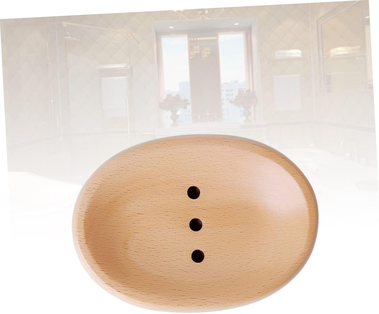 ABOOFAN Wooden Oval Soap Dish Drainer Holder for Kitchen Sink