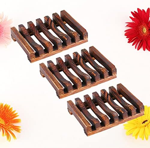 3pcs Wooden Soap Dish with Draining Design 1