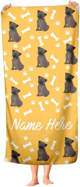 Extra Large Personalized Pet Pug Towel for Kids and Adults