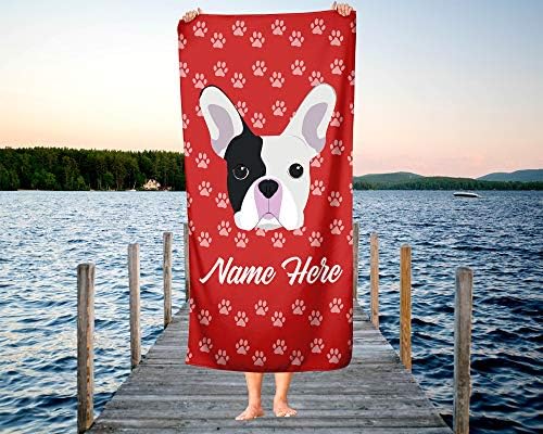 Personalized French Bulldog Beach and Bath Towels