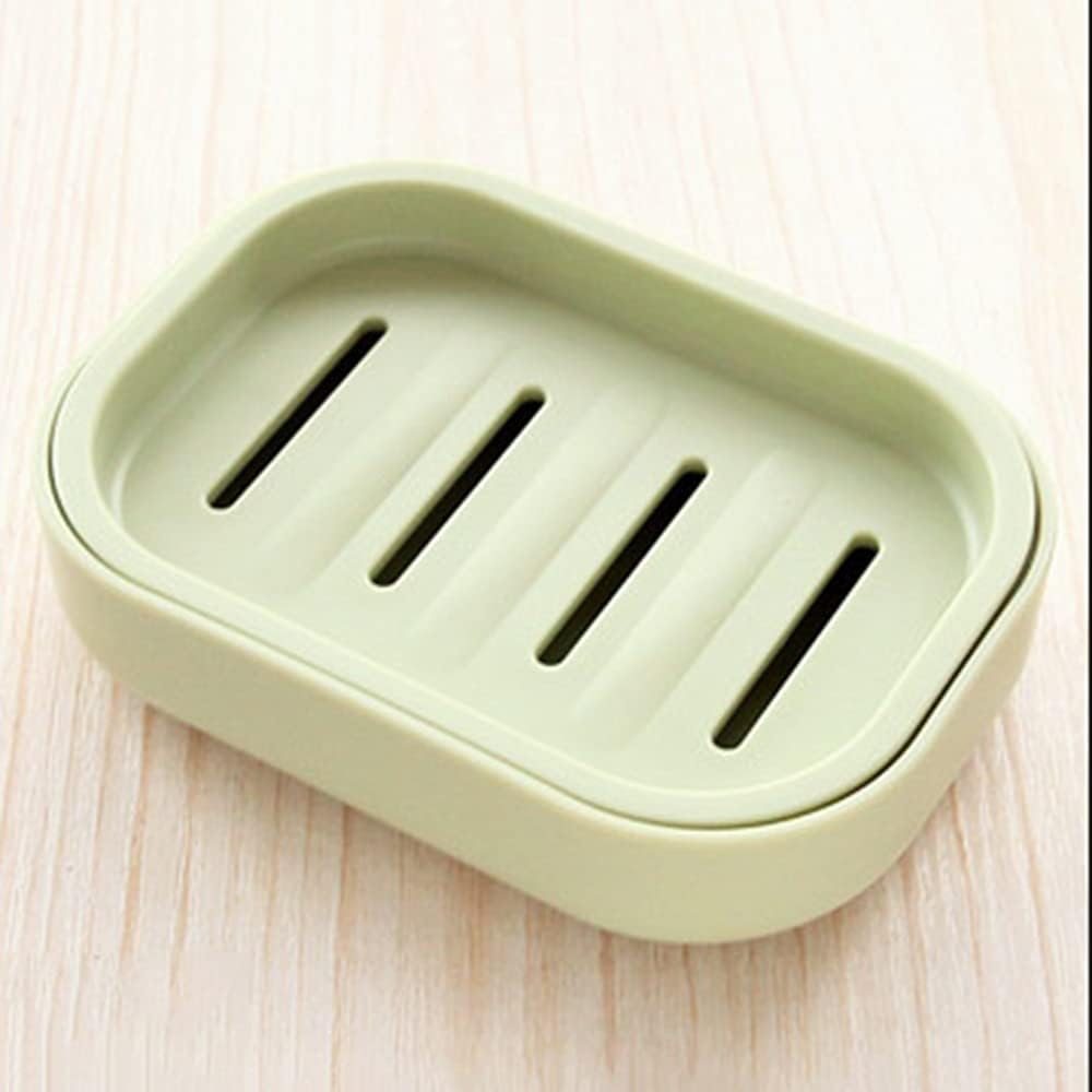 2PCS Khaki Plastic Square Soap Dish for Bathroom Kitchen