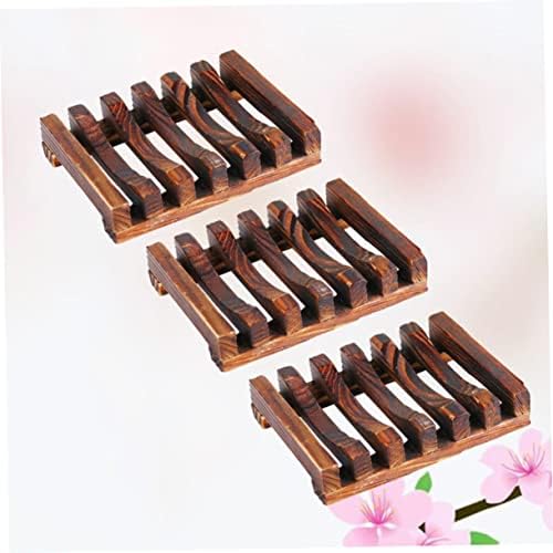 Zerodeko 3pcs Wooden Soap Holder with Drainage for Bathroom Shower Kitchen