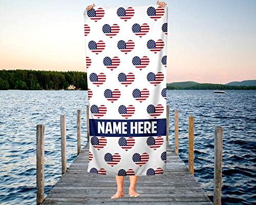 Personalized Corner Extra Large American Heart Pattern Towel