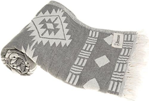 Bersuse Turkish Towel Set of 6 - 37x70 Inches Silver Gray